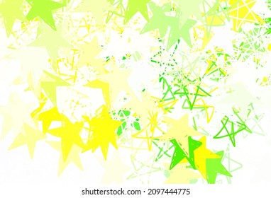 Light Green, Yellow vector pattern with christmas stars. Decorative shining illustration with stars on abstract template. Pattern for astronomy websites.