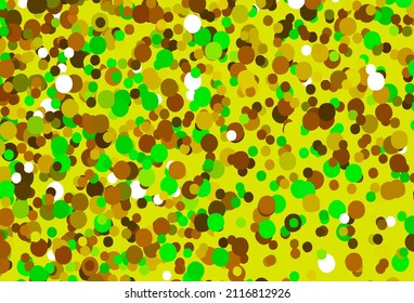 Light Green, Yellow vector pattern with spheres. Illustration with set of shining colorful abstract circles. Design for your business advert.