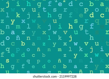 Light green, yellow vector pattern with ABC symbols. Shining illustration with ABC symbols on abstract template. Smart design for your business advert of university.
