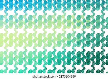 Light Green, Yellow vector pattern with lines, ovals. Blurred geometric sample with gradient bubbles.  Marble style for your business design.