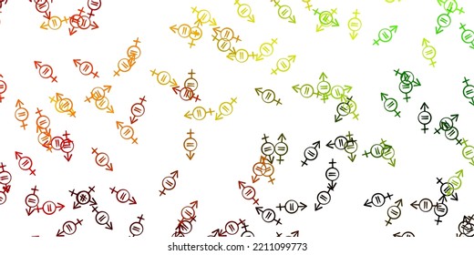 Light Green, Yellow vector pattern with feminism elements. Colorful illustration with gradient feminism shapes. Best design to show the power of women.
