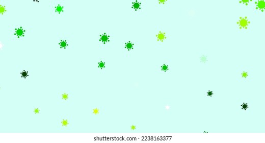 Patrón vectorial amarillo verde claro con elementos coronavirus. Ilustración abstracta con formas de gradiente biológico. Diseño simple contra la información epidémica.