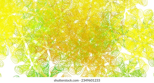Light green, yellow vector pattern with wry lines. Abstract illustration with gradient bows. Pattern for ads, commercials.