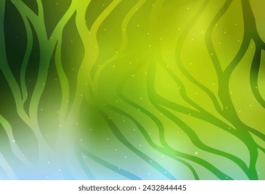 Light Green, Yellow vector pattern with curved lines. Modern gradient abstract illustration with bandy lines. Pattern for your business design.