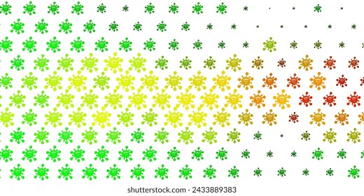 Light Green, Yellow vector pattern with coronavirus elements. Smart illustration with covid signs in decorative style. Simple design against epidemic information.