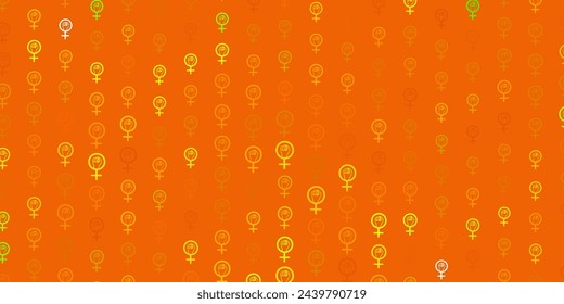 Light Green, Yellow vector pattern with feminism elements. Abstract illustration with a depiction of women power. Elegant design for wallpapers.