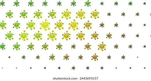 Light Green, Yellow vector pattern with coronavirus elements. Colorful  gradient illness symbols in simple abstract style. Design for biohazard warning.