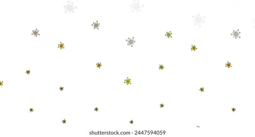 Light green, yellow vector pattern with coronavirus elements. Smart illustration with covid signs in decorative style. Wallpaper for health protection.