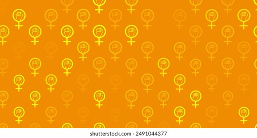 Light Green, Yellow vector pattern with feminism elements. Abstract illustration with a depiction of women power. Elegant design for wallpapers.