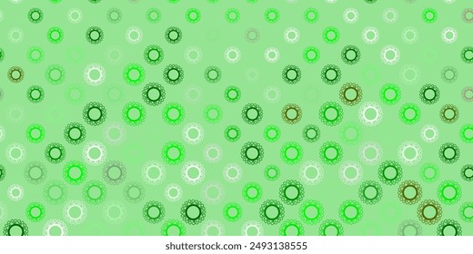 Light green, yellow vector pattern with coronavirus elements. Colorful  gradient illness symbols in simple abstract style. Simple drawing against danger fever.