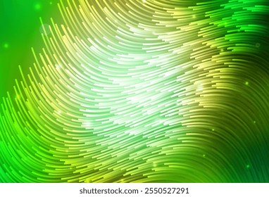 Hellgrünes, gelbes Vektormuster mit gebogenen Linien. Farbige Farbverlauf-Illustration im einfachen Stil mit Linien. Elegantes Muster für ein Markenbuch.