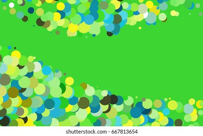 Light Green, Yellow vector pattern with colored spheres. Geometric sample of repeating circles on white background in halftone style.