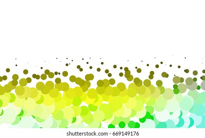Light Green, Yellow vector pattern with colored spheres. Geometric sample of repeating circles on white background in halftone style.