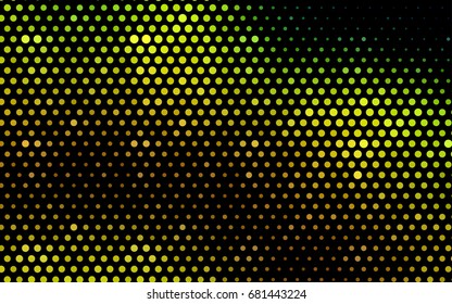 Light Green, Yellow vector pattern with colored spheres. Geometric sample of repeating circles on white background in halftone style.