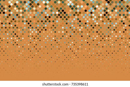 Light Green, Yellow vector pattern with colored spheres. Geometric sample of repeating circles on white background in halftone style.