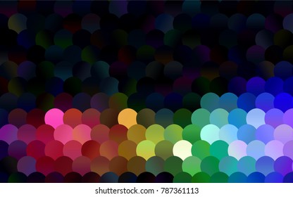 Light Green, Yellow vector pattern with colored spheres. Geometric sample of repeating circles on white background in halftone style.