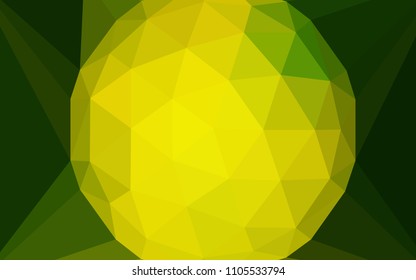 Light Green, Yellow vector polygon abstract background with a gem in a centre. Illustration in abstract style with triangles. Template for cell phone's backgrounds.