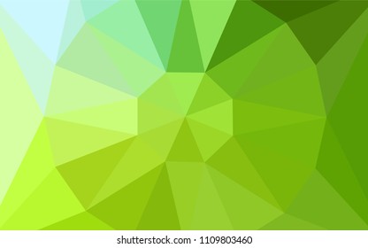 Light Green, Yellow vector polygon abstract layout with a gem in a centre. Illustration in halftone style with triangles. A new texture for your web site.