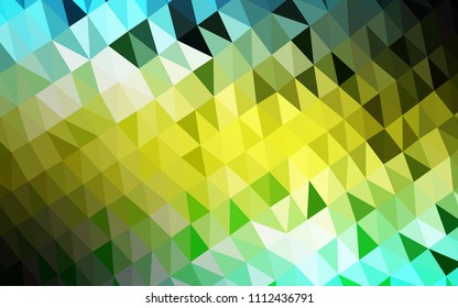 Light Green, Yellow vector polygon abstract backdrop. Triangular geometric sample with gradient.  The best triangular design for your business.