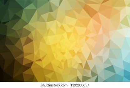 Light Green, Yellow vector polygon abstract layout. Shining polygonal illustration, which consist of triangles. Template for cell phone's backgrounds.
