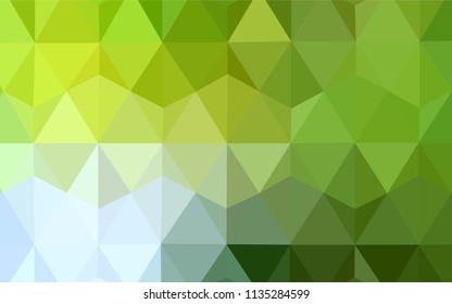 Light Green, Yellow vector polygon abstract backdrop. Polygonal abstract illustration with gradient. Best triangular design for your business.