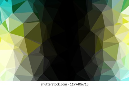 Light Green, Yellow vector polygon abstract layout. Geometric illustration in Origami style with gradient.  The best triangular design for your business.
