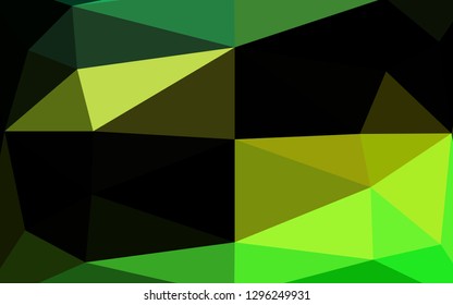 Light Green, Yellow vector polygon abstract backdrop. Triangular geometric sample with gradient.  Brand new design for your business.