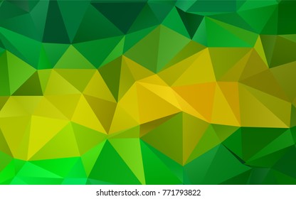 Light Green, Yellow vector polygon abstract template. Shining illustration, which consist of triangles. A new texture for your design.