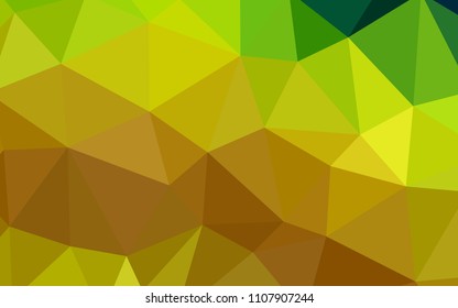 Light Green, Yellow vector polygonal template. Geometric illustration in Origami style with gradient.  Triangular pattern for your design.