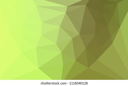 Light Green, Yellow vector polygonal template with a heart in a centre. Modern abstract illustration with triangles. Polygonal design for your web site.
