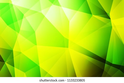 Light Green, Yellow vector polygonal pattern. Shining polygonal illustration, which consist of triangles. Template for cell phone's backgrounds.