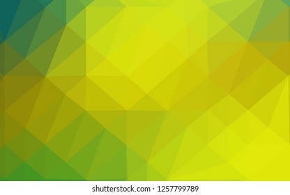 Light Green, Yellow vector polygonal pattern. Geometric illustration in Origami style with gradient. Textured pattern for background.
