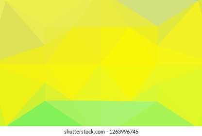 Light Green, Yellow vector polygonal pattern. Geometric illustration in Origami style with gradient.  The best triangular design for your business.