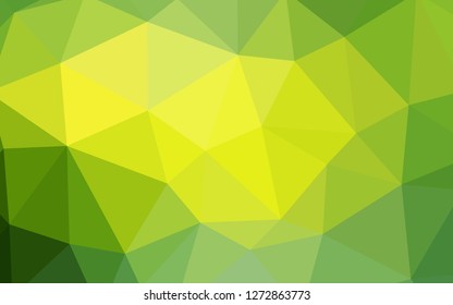 Light Green, Yellow vector polygonal background. A sample with polygonal shapes. Best triangular design for your business.