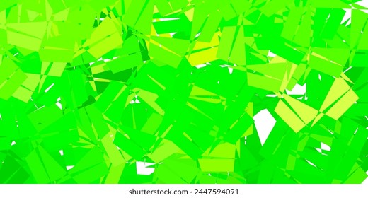 Hellgrünes, polygonales Muster der gelben Vektorgrafik. Illustration in gebrochenem Glasstil mit Dreiecken. Bildschirmhintergrund für die App deines Webs.