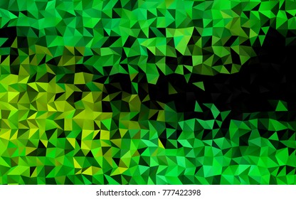 Light Green, Yellow vector polygonal template. Shining illustration, which consist of triangles. The textured pattern can be used for background.