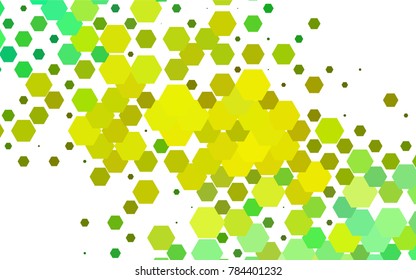 Light Green, Yellow vector polygonal illustration, which consist of hexagons. Hexagonal pattern for your business design. Geometric background in Origami style with gradient. 
