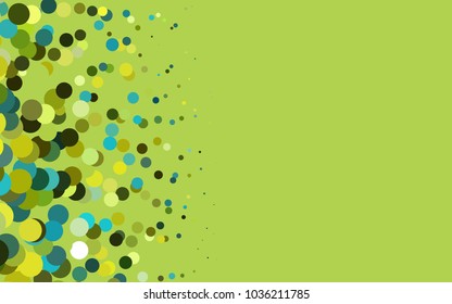 Light Green, Yellow vector red banner with set of circles, dots. Donuts Background. Creative Design Template. Technological halftone illustration.
