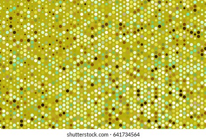 Light Green, Yellow vector red banner with set of circles, dots. Donuts Background. Creative Design Template. Technological halftone illustration.