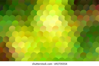 Light Green, Yellow vector red pattern of geometric circles, shapes. Colorful mosaic banner. Geometric background with colored disks.