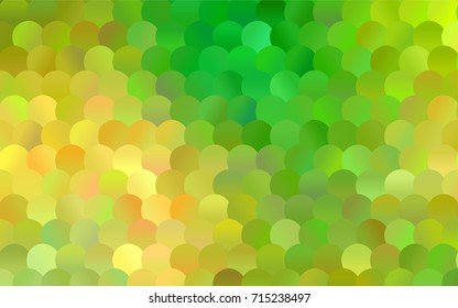 Light Green, Yellow vector red banner with set of circles, dots. Donuts Background. Creative Design Template. Technological halftone illustration.