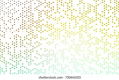 Light Green, Yellow vector red banner with set of circles, dots. Donuts Background. Creative Design Template. Technological halftone illustration.