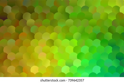 Light Green, Yellow vector red banner with set of circles, dots. Donuts Background. Creative Design Template. Technological halftone illustration.