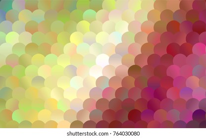 Light Green, Yellow vector red banner with set of circles, dots. Donuts Background. Creative Design Template. Technological halftone illustration.