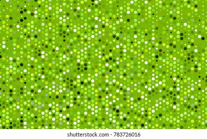 Light Green, Yellow vector red banner with set of circles, dots. Donuts Background. Creative Design Template. Technological halftone illustration.