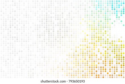 Light Green, Yellow vector red banner with set of circles, dots. Donuts Background. Creative Design Template. Technological halftone illustration.