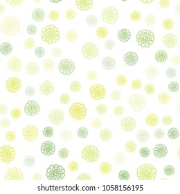 Light Green, Yellow vector seamless doodle blurred texture. An elegant bright illustration with flowers in Natural style. The textured pattern can be used for website.