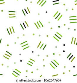 Light Green, Yellow vector seamless template with geometric lines. Decorative abstract design of repeating lines, circles. Pattern for trendy fabric, wallpapers.