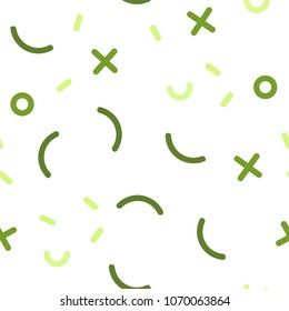 Light Green, Yellow vector seamless cover with abstract shapes. Colorful seamless gradient with lines and signs of maths. Pattern for trendy fabric, wallpapers.
