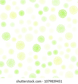 Light Green, Yellow vector seamless natural elegant pattern. Sketchy doodles with flowers on blurred background. Elegant pattern for a brand book.